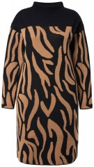 Ulla Popken 845378 Vestido de malha com padrão animal Bege