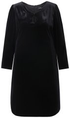 Ulla Popken 845573 Vestido de veludo de manga comprida Preto