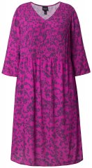 Ulla Popken 845825 Vestido midi floral com decote em V Lilás