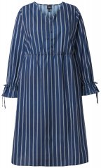 Ulla Popken 845863 Vestido às riscas com decote em V Azul-marinho