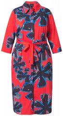 Ulla Popken 846164 Vestido camiseiro floral Vermelho
