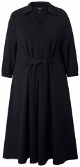Ulla Popken 846373 Vestido midi com cinto para atar Preto