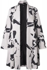 Ulla Popken 846923 Blazer estampado com gola xaile Taupe