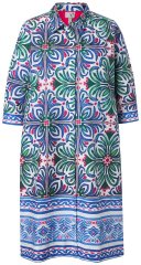 Ulla Popken 846952 Vestido camiseiro floral Branco