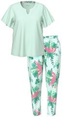 Ulla Popken 846971 Pijama com padrão Verde claro