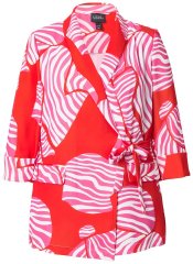 Ulla Popken 847275 Blazer às riscas efeito traçado Vermelho