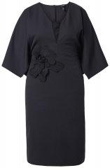 Ulla Popken 847909 Vestido midi floral Preto