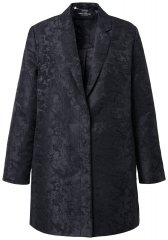 Ulla Popken 848099 Blazer floral em jacquard com abotoamento oculto Preto