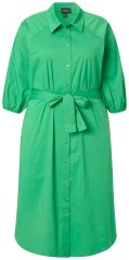 Ulla Popken 848159 Vestido camiseiro com cinto para atar Verde