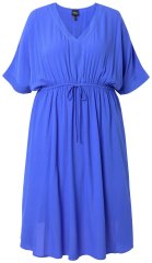 Ulla Popken 848224 Vestido comprido de manga curta com decote em V Azul