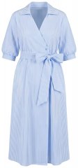 Ulla Popken 848467 Vestido traçado às riscas com bolsos Azul claro