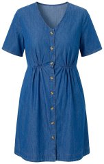 Ulla Popken 848597 Vestido camiseiro Azul ganga