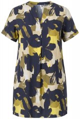 Ulla Popken 848710 Vestido floral com bolsos Azul-marinho