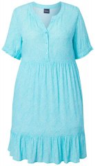 Ulla Popken 848724 Vestido estampado com folhos Turquesa