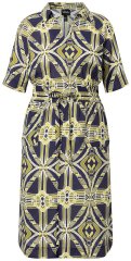 Ulla Popken 848789 Vestido midi estampado com bolsos Azul-marinho