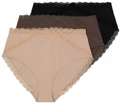 Ulla Popken 848803 Cuecas com renda pack de 3 Preto