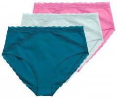 Ulla Popken 848803 Cuecas com renda pack de 3 Petróleo
