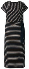 Ulla Popken 848921 Vestido de jersey às riscas com cinto para atar Preto