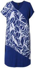 Ulla Popken 849033 Vestido de chiffon de manga curta com decote em V Azul-marinho