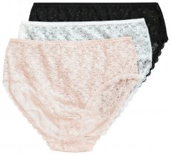 Ulla Popken 849194 Cuecas com flores com renda pack de 3 Preto