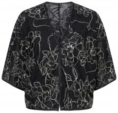 Ulla Popken 849213 Bolero bordado em mistura de seda Preto
