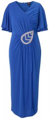 Ulla Popken 849530 Vestido de noite estampado com strass Azul real