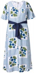 Ulla Popken 849662 Vestido camiseiro floral Branco sujo