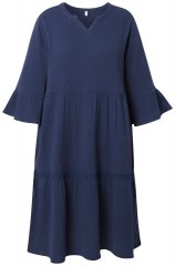 Ulla Popken 849856 Vestido com folhos Azul-marinho