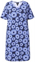 Ulla Popken 850121 Vestido de jersey de manga curta com decote em V Azul