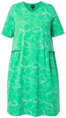 Ulla Popken 850204 Vestido de jersey de manga curta com decote em V Verde