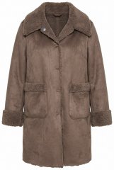 Ulla Popken 850251 Sobretudo teddy Castanho claro