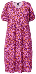 Ulla Popken 850346 Vestido estampado com decote em V Rosa