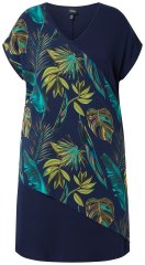 Ulla Popken 850393 Vestido de chiffon estampado Azul-marinho
