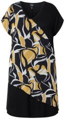 Ulla Popken 850406 Vestido de chiffon estampado Preto