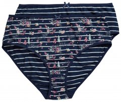 Ulla Popken 850538 Cuecas com flores em algodão orgânico pack de 2 Azul-marinho