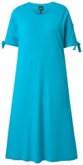 Ulla Popken 850724 Vestido midi de manga curta com cinto para atar Turquesa