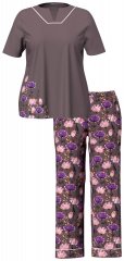 Ulla Popken 850903 Pijama com flores pack de 2 Castanho
