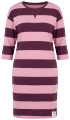 Ulla Popken 850958 Vestido de sweat às riscas com manga 3/4 Bordô