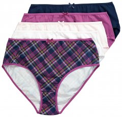 Ulla Popken 851070 Cuecas aos quadrados em algodão orgânico pack de 5 Violeta