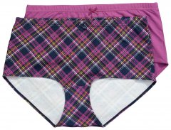 Ulla Popken 851071 Cuecas aos quadrados em algodão orgânico pack de 2 Violeta