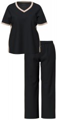 Ulla Popken 851245 Pijama às riscas Preto