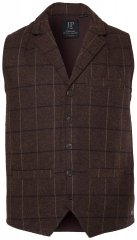 JP1880 851395 Colete de tweed aos quadrados com elasticidade Castanho escuro
