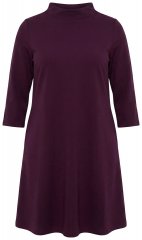 Ulla Popken 851664 Vestido de jersey com gola alta Ameixa