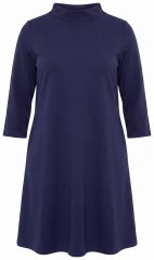 Ulla Popken 851664 Vestido de jersey evasê com bolsos Azul-marinho