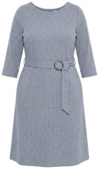 Ulla Popken 851666 Vestido midi às riscas com manga 3/4 Cinzento mesclado