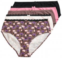 Ulla Popken 851711 Cuecas com flores pack de 5 Castanho