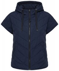 Ulla Popken 851785 Colete acolchoado oversize com capuz Azul-marinho