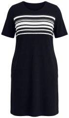 Ulla Popken 852079 Vestido t-shirt às riscas Preto