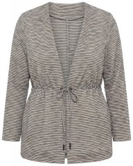 Ulla Popken 852086 Casaco às riscas com cordão Taupe