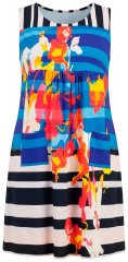 Ulla Popken 852308 Vestido de jersey às riscas Azul-marinho